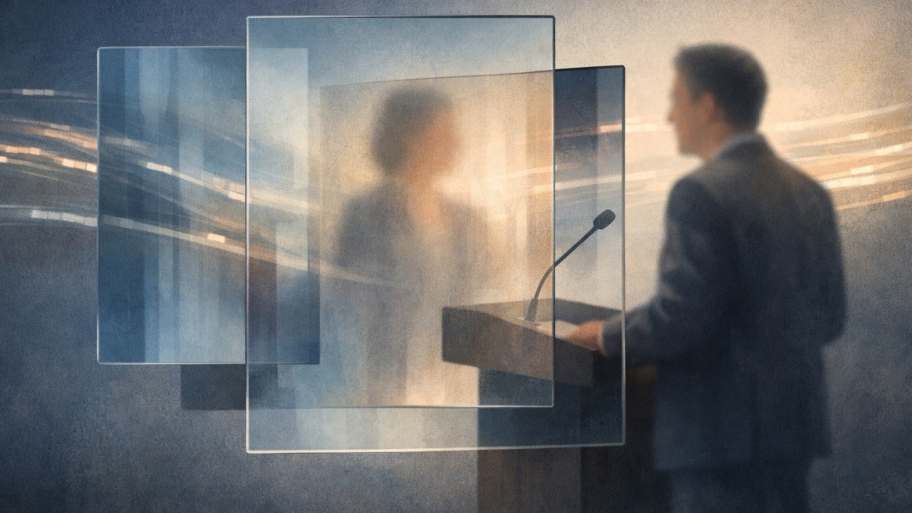Conceptual image about influence moving faster than authority and AI shaping credibility signals.
