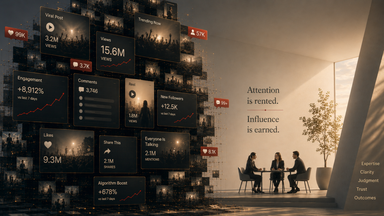 Illustration about expert-led brands needing trust and influence strategy, not engagement alone.