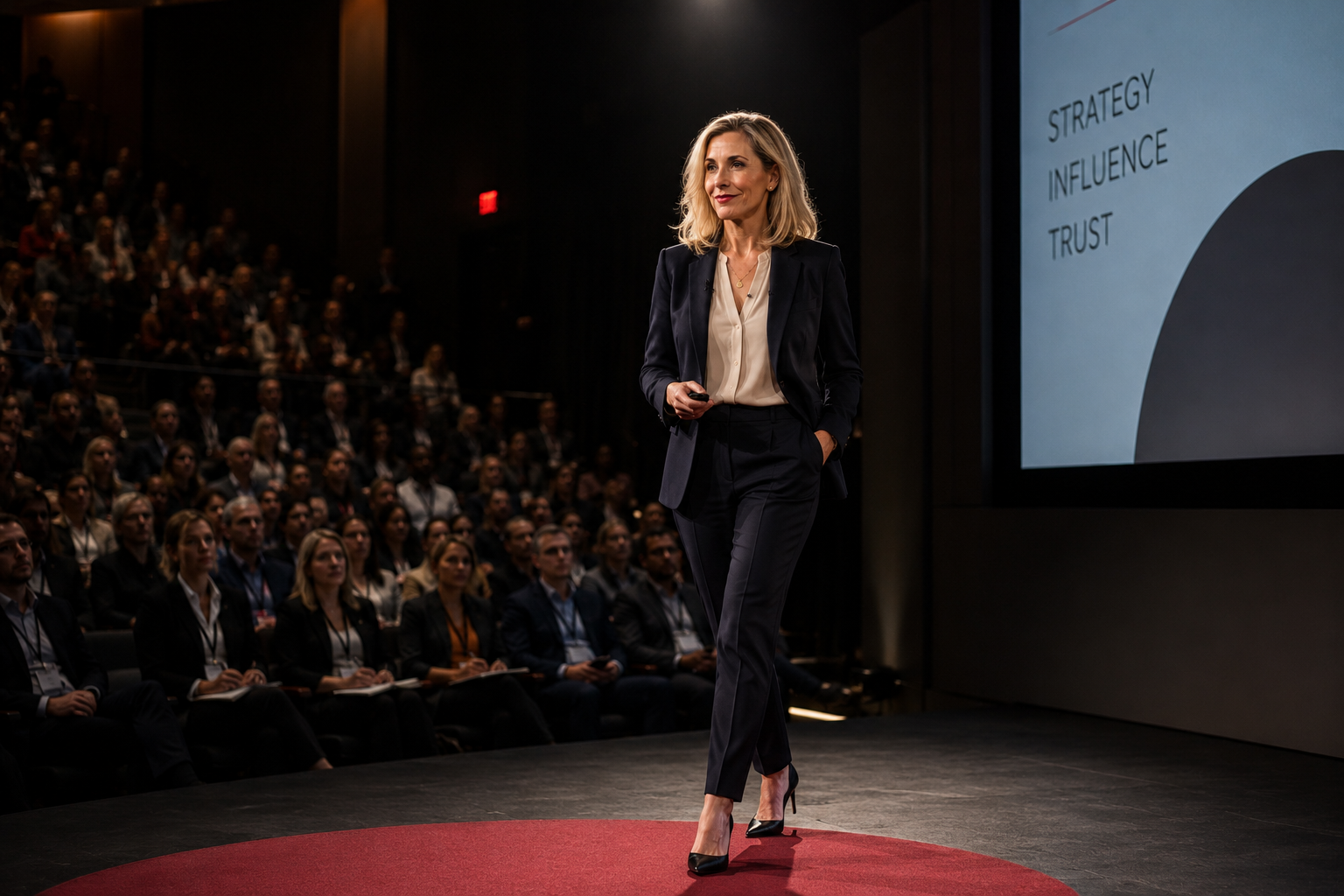 Jennifer Neeley speaking on stage to a professional audience