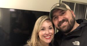Jennifer Neeley and Truth & Justice host Bob Ruff smiling together.